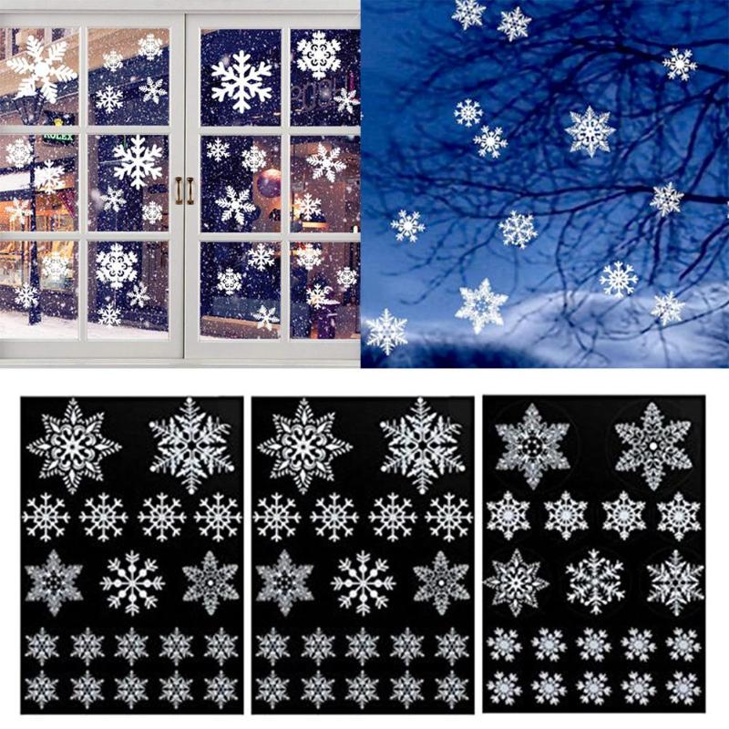 57pcs Sneeuwvlok Raamsticker Winter Muurstickers Kinderkamer Kerst Decoraties voor Huis Jaar Levert