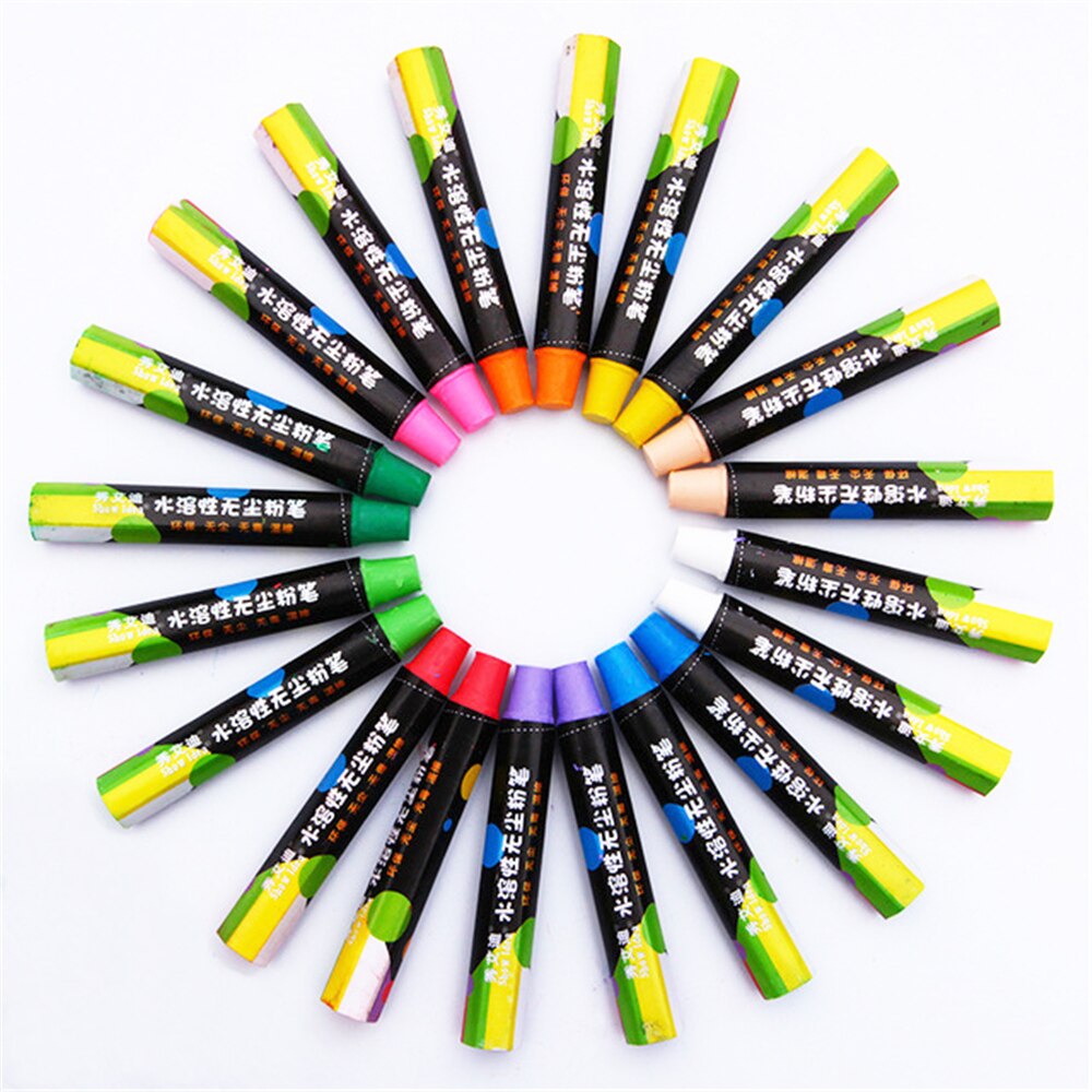 20Pcs Water Soluble Dust Free Chalk Color Environmental Safety Teacher Children Blackboard Doodle Mark Office Teaching Stationer: multicolor