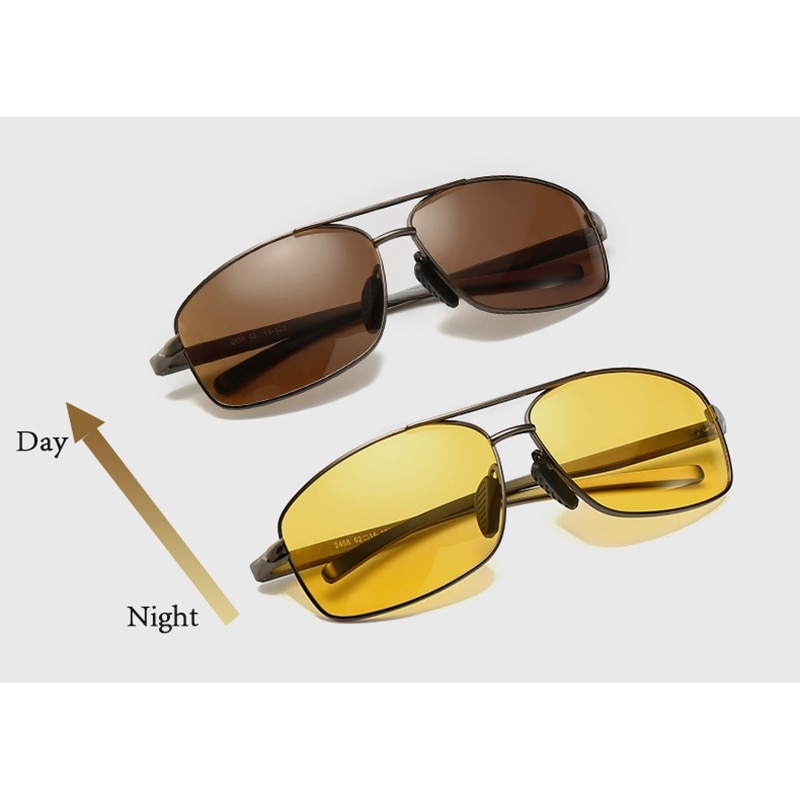 Aluminium magnesiumlegering fotokromiske nattesynsbriller til kørsel af polariserede solbriller gule linse briller  uv400 l3