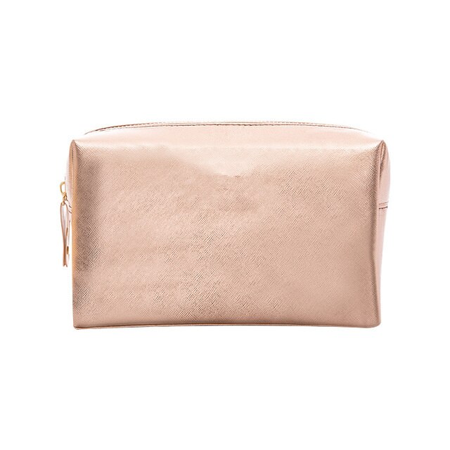 Purdored 1 pc portátil sólido feminino saco de cosméticos saco de maquiagem de ouro feminino organizador de viagem para maquiagem bolsa de toilette: rose gold