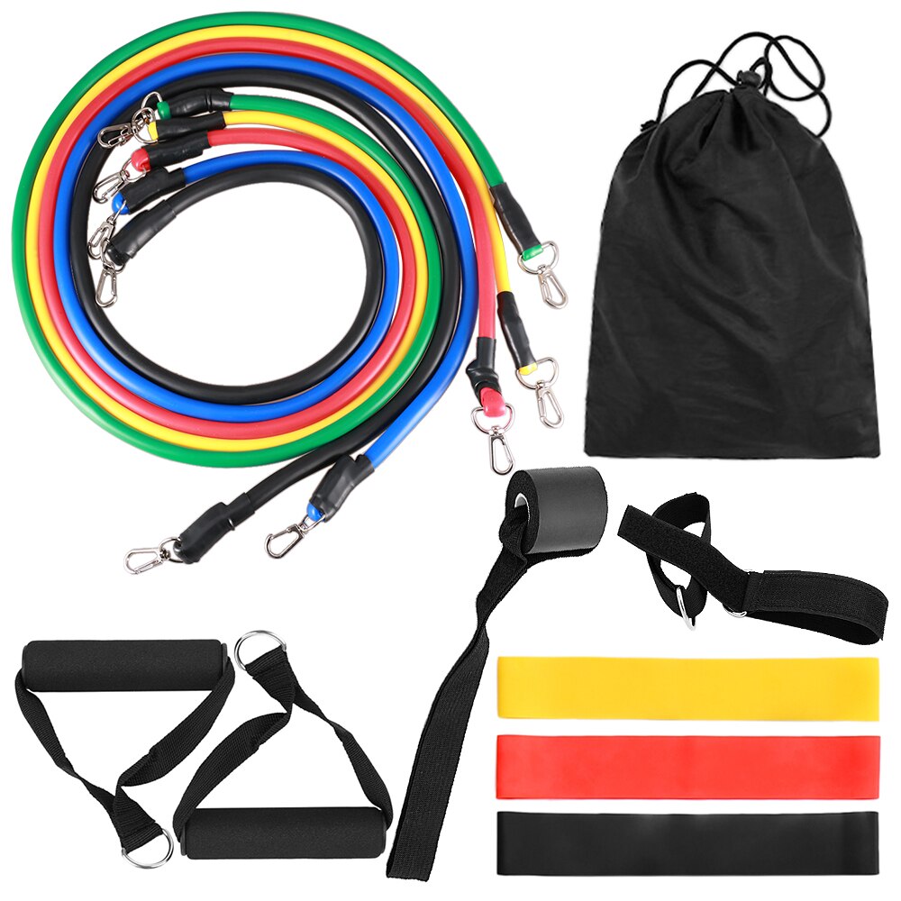 Bandas de resistencia para Fitness, juego de banda de resistencia, 17 Uds., banda de Fitness, Yoga, gimnasio, ejercicio, banda de goma elástica, juego de correas en el tobillo: 14 pcs