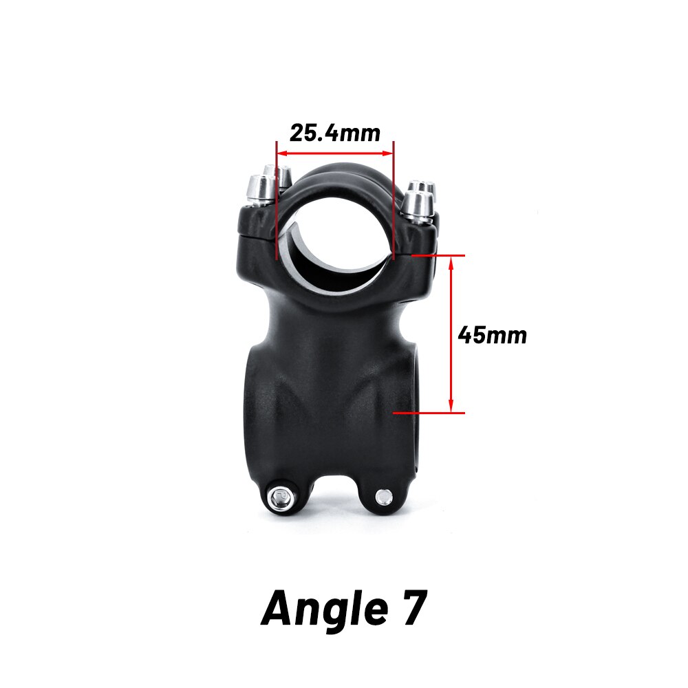 Mtb short stem 7 degree 45mm ultralight stem aluminium 25.4/31.8mm mountain road sykkelstamme matt stilk sykkelstamme sykkeldeler: 25.4 x 45mm svart