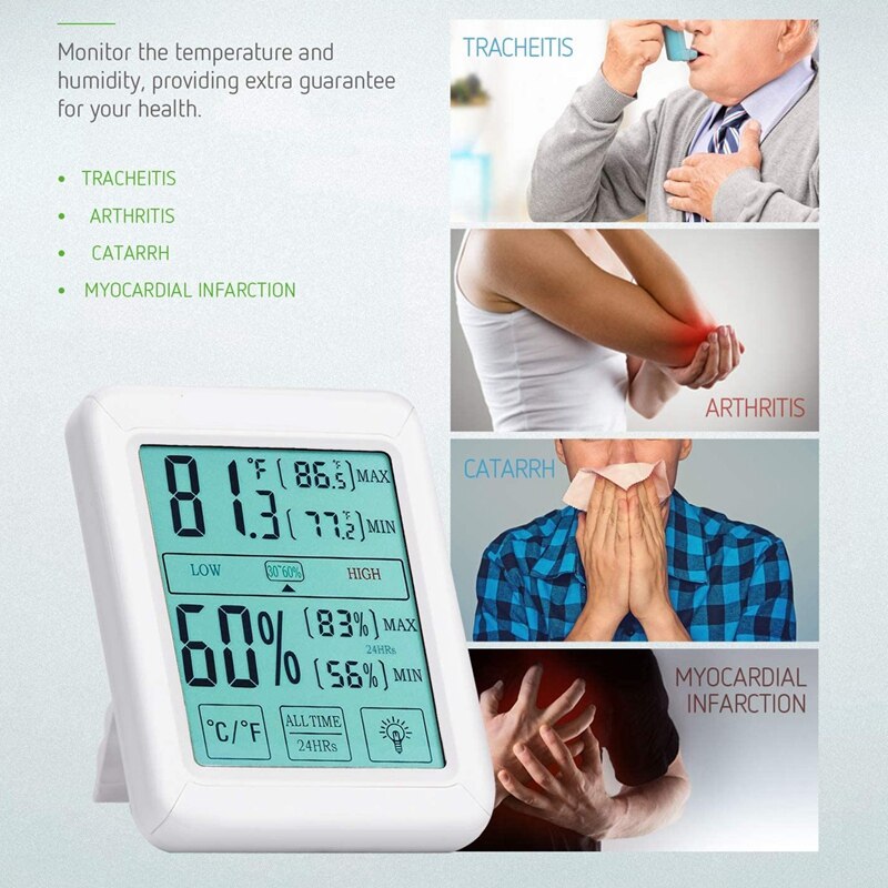 2 Pack Digital Indoor Thermometer and Hygrometer with Humidity Guage, Accurate Temperature Humidity Monitor Meter