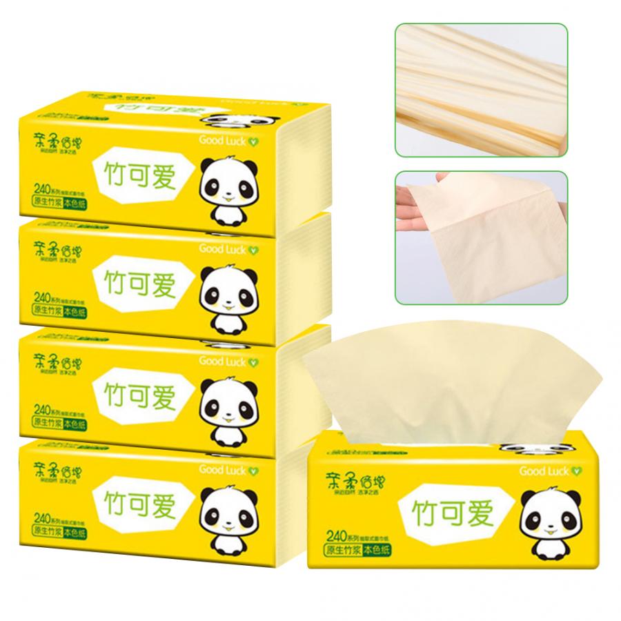 Disposable 5Packs 4Layers Fold Paper Towels Pumping TissuesHome Toilet BathroomBamboo Pulp Napkins Hand Towels