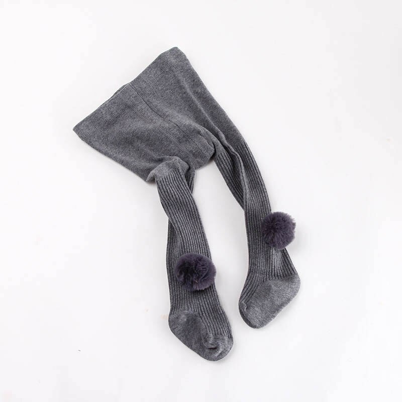 Novo bebê menina collants inverno outono cor sólida grosso algodão macio bonito pompom bebê collants recém-nascidos da criança meninas collants meia-calça: gray / 12-24M