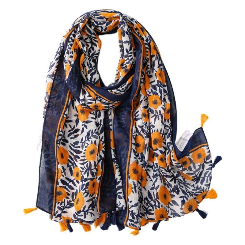 Boheme vintage stort tørklæde geometrisk paisley blomsterprint kvaster sjal wrap 094b: -en