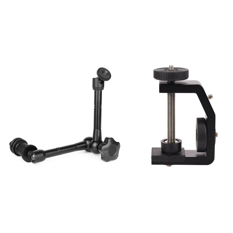 ic Arm 11 Inch Articulating Arm ic Friction & Aluminum Clip UNC1/4 Inch Screw Universal C Stand Clamp: Default Title