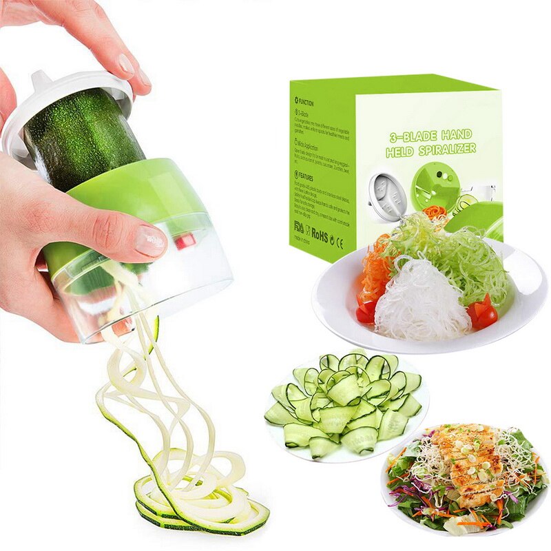 Handheld Spiralizer Groente Fruit Slicer 4 In 1 Verstelbare Spiraal Rasp Cutter Salade Gereedschap Courgette Noodle Spaghetti Maker