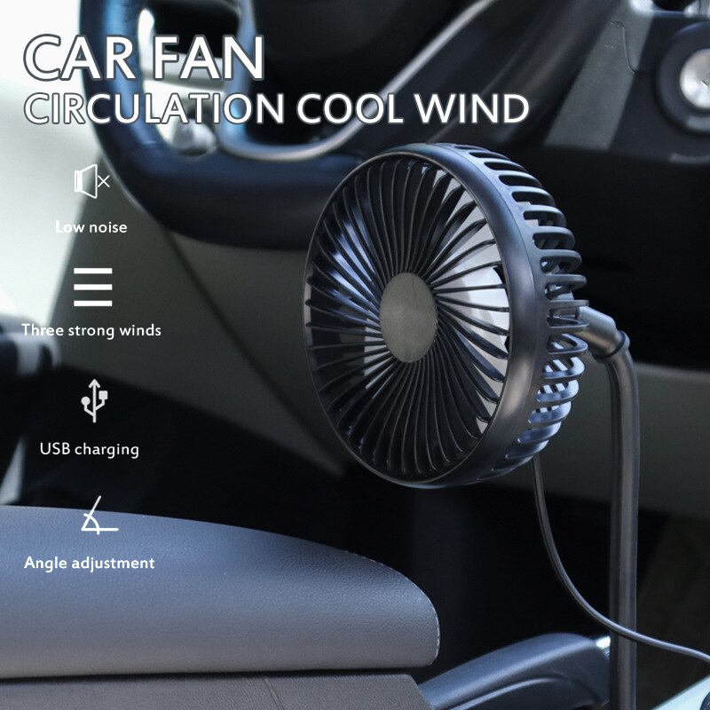 Ventilador de cuello de cisne ajustable para coche, portavasos Universal portátil de 12V y 24V con 3 velocidades y Control USB, accesorios de verano para coche