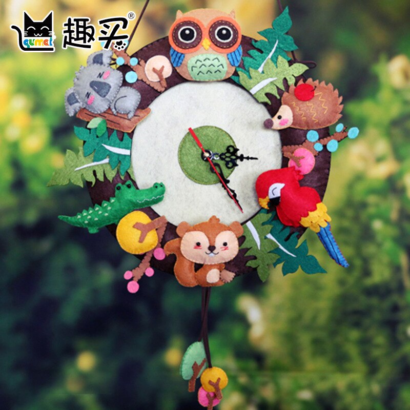 Christmas Non-woven Felt Animal Clock. Diy Kit Craft Handmade Craft Kit Toys