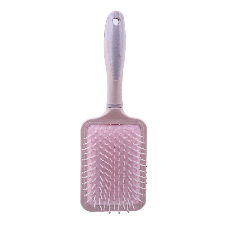 Palha de trigo escova de cabelo profissional almofada cabelo massagem pente palha escova massagem estilo do cabelo almofada de ar plana pente quadrado: light pink