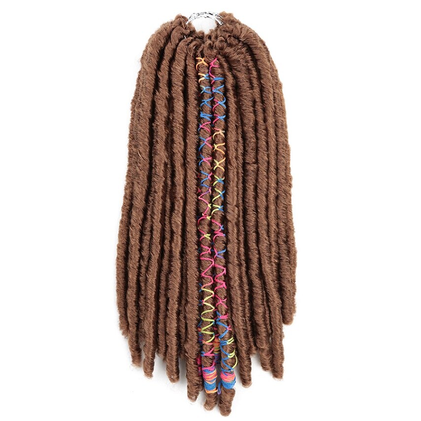 Golden beauty 18 " lange faux locs syntetiske flette hår extensions bløde hæklede fletninger hår med farve linje dreadlocks styles: #30 / 1 stk / parti