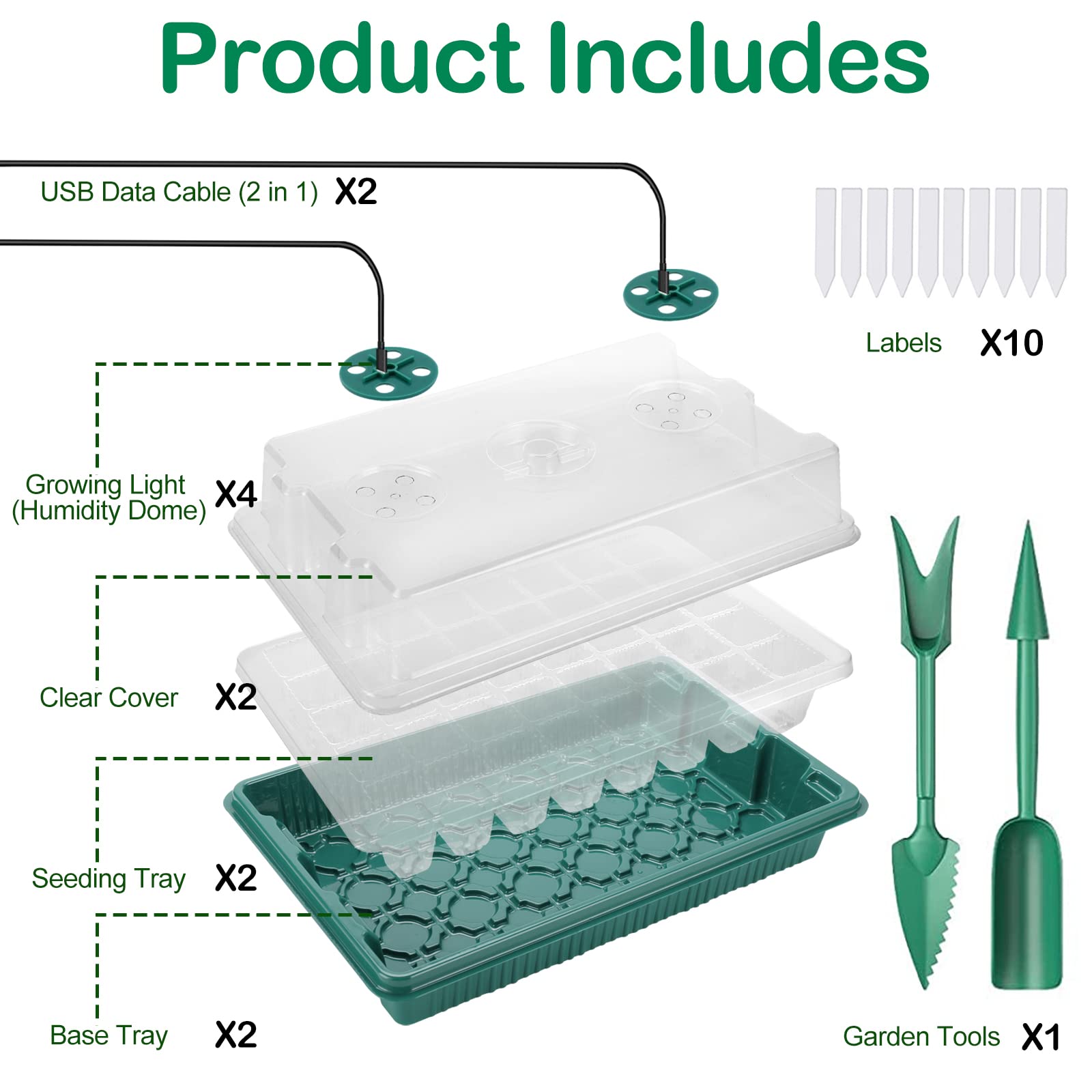 Newest Seed Starter Kit Seedling Starter Trays with Grow Light Adjustable Indoor Gardening Plant Germination Kit
