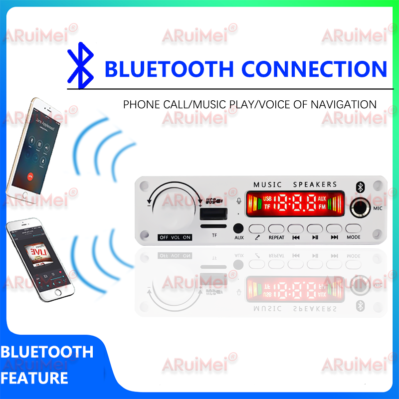 50w amplificador bluetooth mp3 wma ape placa decodificadora dc 12v 25w handsfree microfone de áudio do carro usb tf rádio fm diy mp3 leitor música