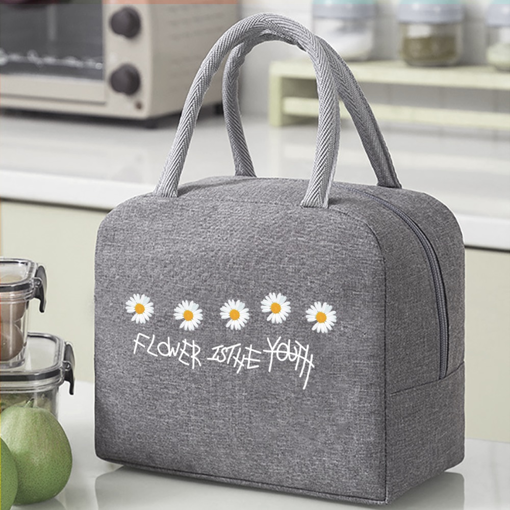 Thermal Food Picnic Lunch Box Insulated School Child Food Bag Tote Lunch Bags for Work Daisy Pattern Cooler Bag for Women: Blue