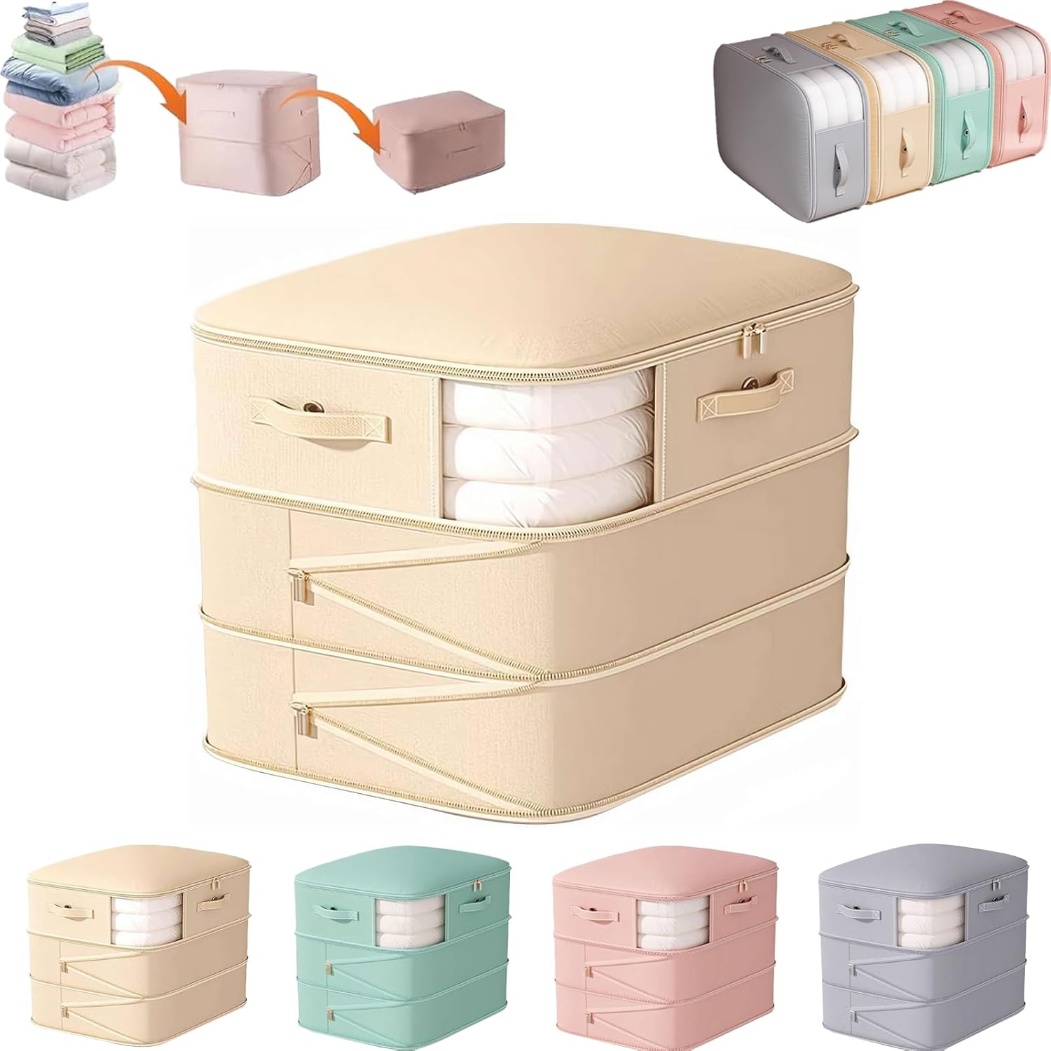 Quilt Compression Organizer Ultra Space Saving Self Clothes Blanket Storage Bags for Travel Home Storage Vacuum Travel Bags: Blue
