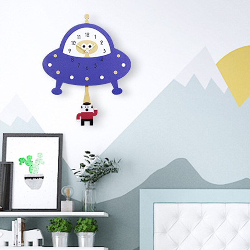 Creatieve Decoratieve Klokken Kinderkamer Kleuterschool Vroege Onderwijs Leuke Auto Cartoon Swing Wandklok