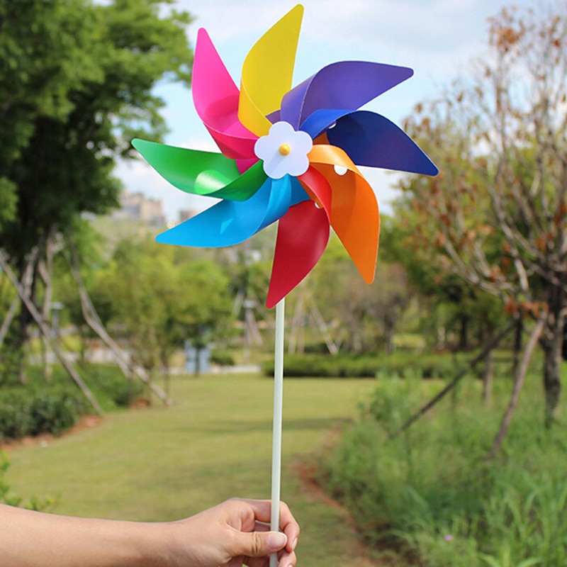 Otte-blad farverige plast vindmølle legetøj pinwheel selvmontering vindmølle børns legetøj hjem haven gård indretning udendørs