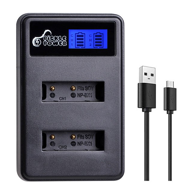 Caricatore doppio di USB dell&#39;affissione a cristalli liquidi della batteria di 1600mAh NP-BX1 NP BX1 per Sony FDR-X3000R RX100 AS100V AS300 HX400 HX60 AS50 WX350 AS300V ZV-1: 1 Charger