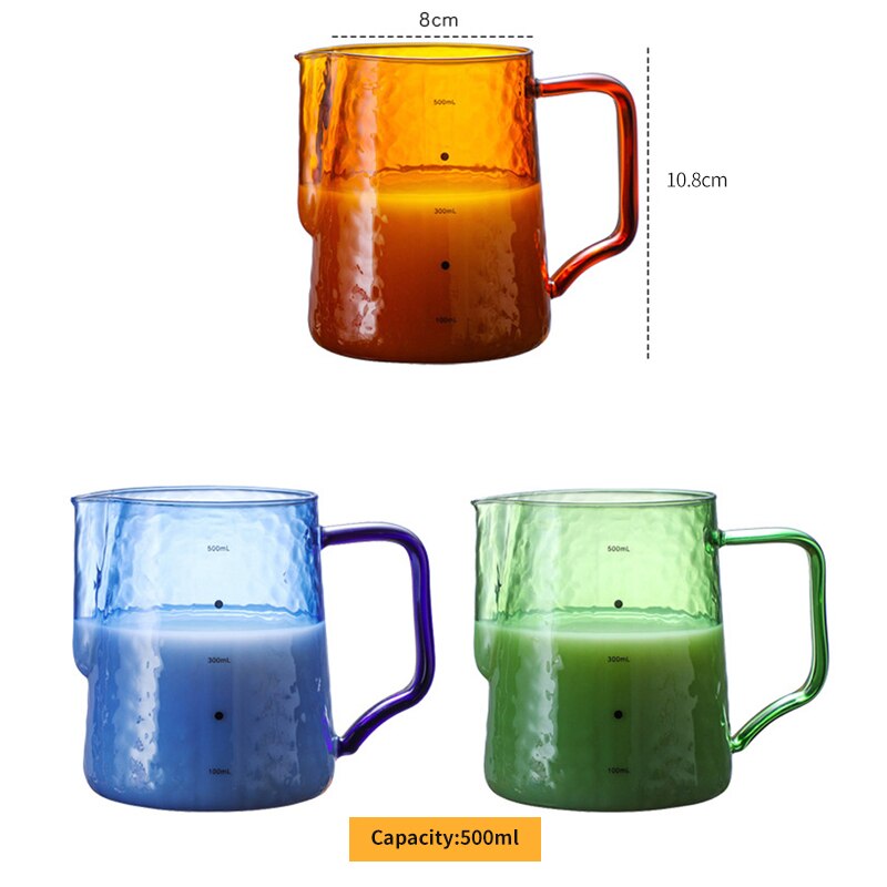 Milk Frothing Jug 500ml Glass Milk Pitcher Cup Barista Milk Jug and Latte Decorating for Making Coffee Cappuccino Frothing Milk