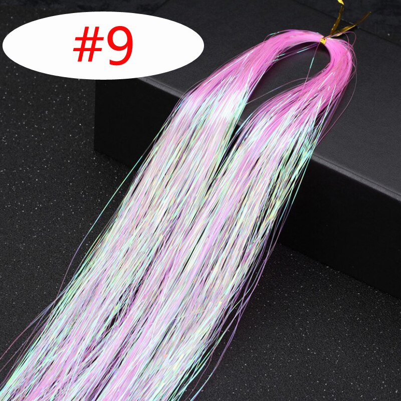 Accessoires de cheveux holographiques, 16 couleurs, 90cm, extension scintillante scintillante, 150 brins: 9