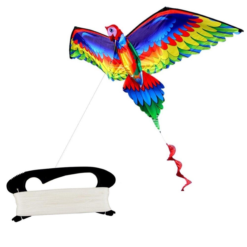 Kids Realistische Grote 3D Parrot Kite Kinderen Vliegende Spel Outdoor Sport Spelen Speelgoed Tuin Doek Leuk Speelgoed Met 100M Lijn: Default Title