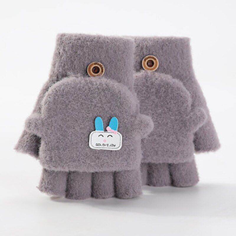 3-6 Jaar Baby Cartoon Handschoenen Winter Kids Half Vinger Flip Cover Wanten Kinderen Herfst Jongens Meisje Winddicht Warm leuke Handschoen