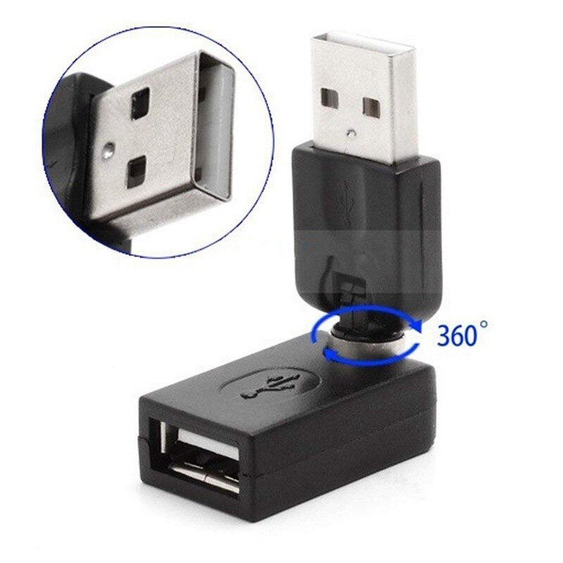 Roterende en Swivel Twist USB 2.0 Type A Male naar EEN Vrouwelijke 360 Graden Rotatie Hoek Uitbreiding Adapter Converter (2-pack, AM-