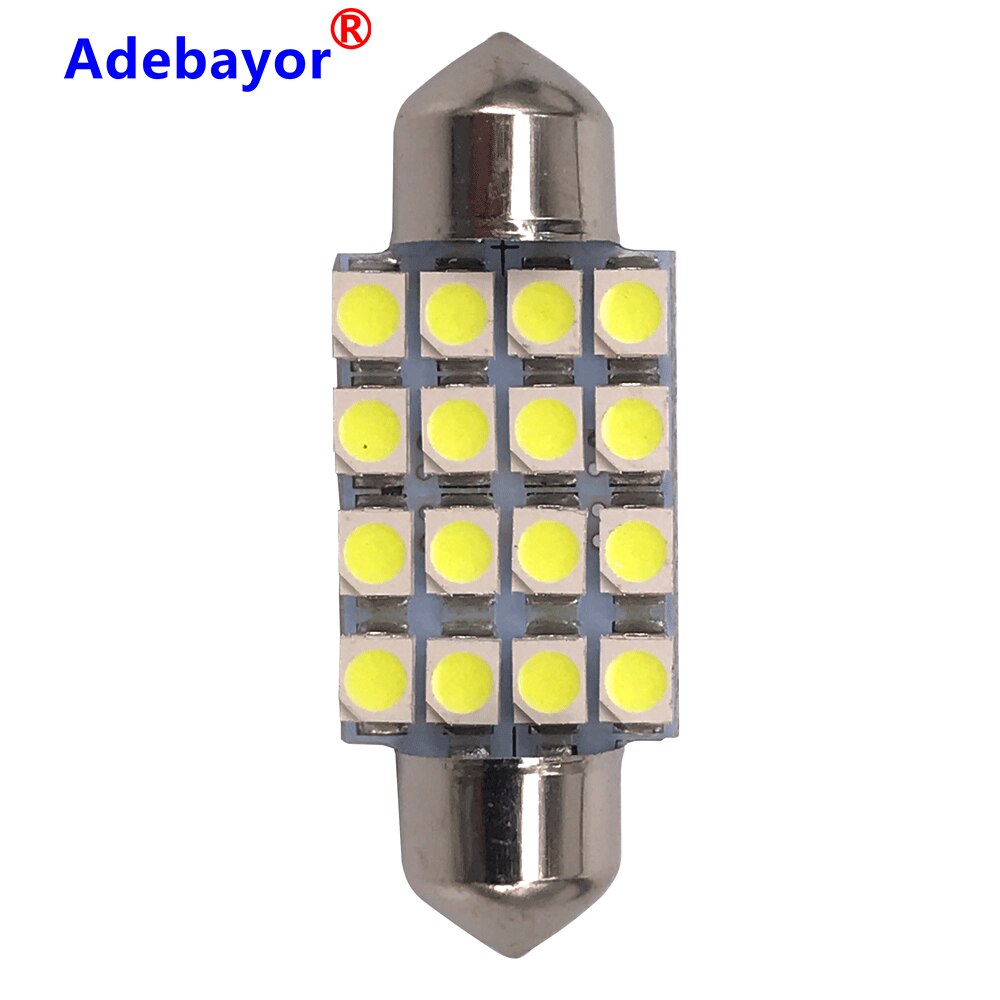 100 Pcs 3528 1210 Wit 16 Smd Led Auto Dome Festoen Interieur Lampjes 31 Mm 36 Mm 39 Mm 41 Mm Auto Dak Kofferbak Licht Dc 12V: 36MM white