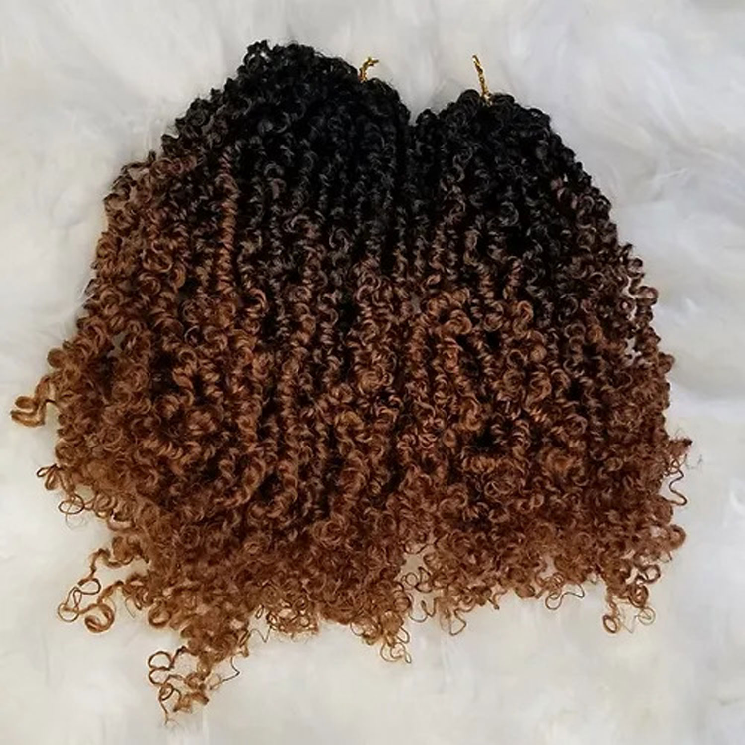 Trenzas de ganchillo Yanky pre-bucle negras de 12 pulgadas, trenzas de pelo ombré marrón bohemio de primavera con rizos, extensiones sintéticas