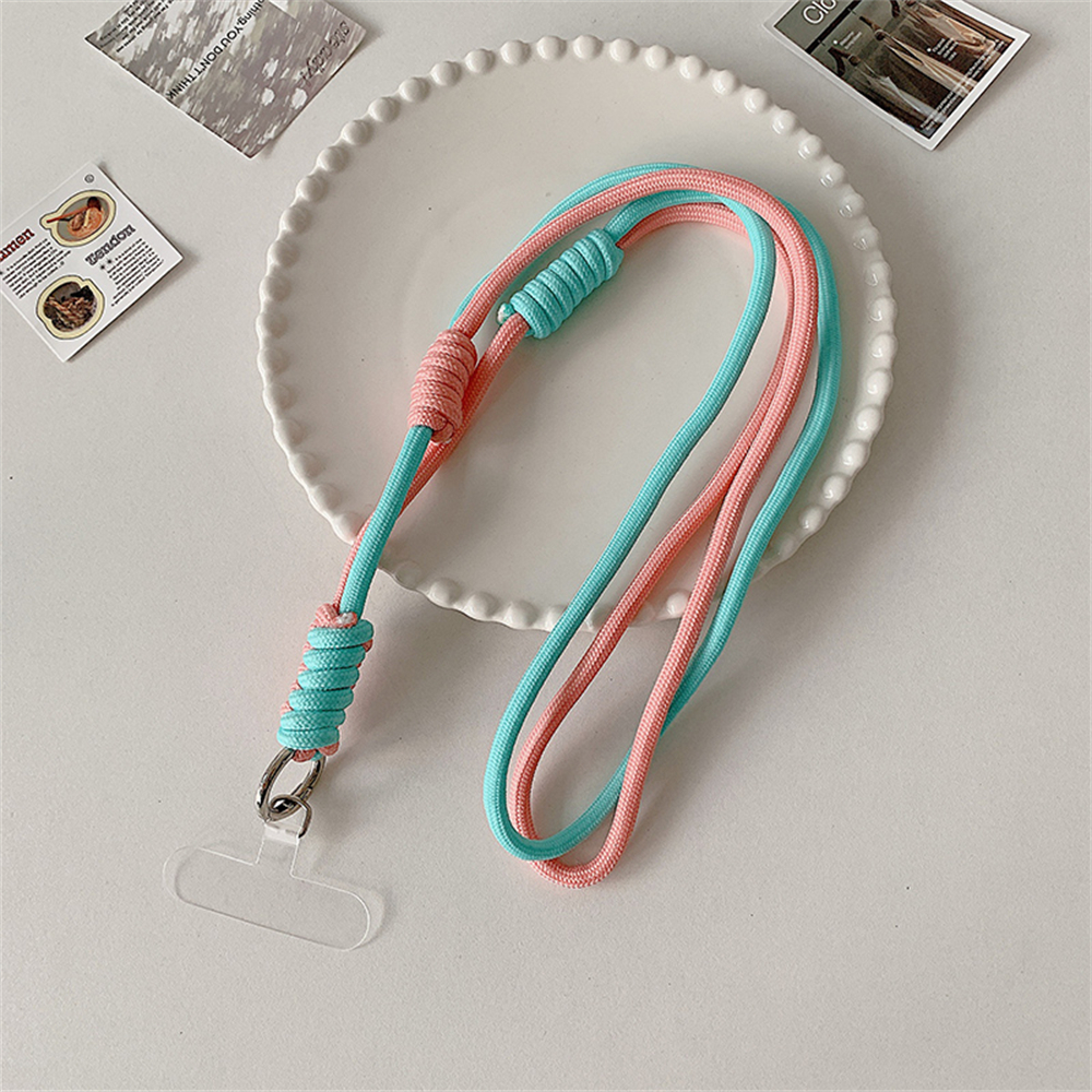 Cute Mobile Phone Straps Crossbody Rope Contrast Color Lanyard with Door Credencial Upgrade Strips Convenient Telephone Chain: Pink