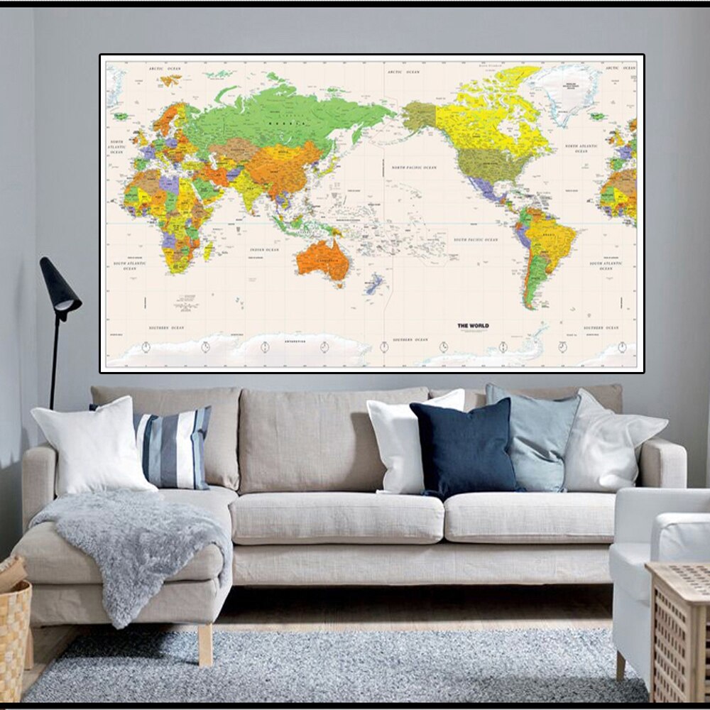 150x100cm mapa físico del mundo sin bandera mapa detallado de las principales ciudades de cada país para viajes y viajes