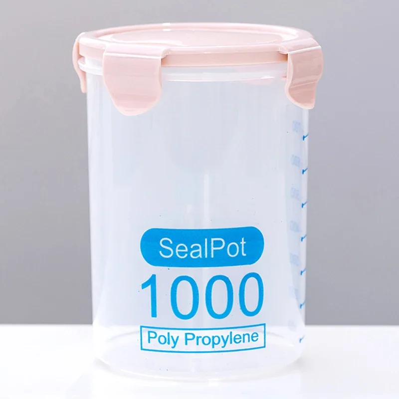 Botes de almacenamiento de alimentos de cocina con escala, organizador multigrano, tarro sellado, lata de plástico a prueba de humedad, tanque de almacenamiento hermético: Borgoña