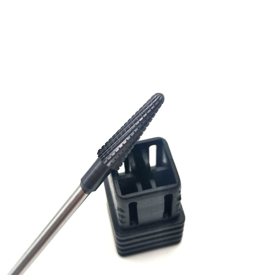 Broca para uñas de carburo de tungsteno de titanio negro de HYTOOS, brocas de cono de 3/32 "para manicura, accesorios, herramientas de fresado de uñas
