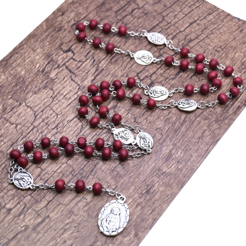 Rosenkranz Halskette Katholischen Jungfrau Maria Anhänger Halsketten Korn Lange Kette Männer Frauen Christian Schmuck