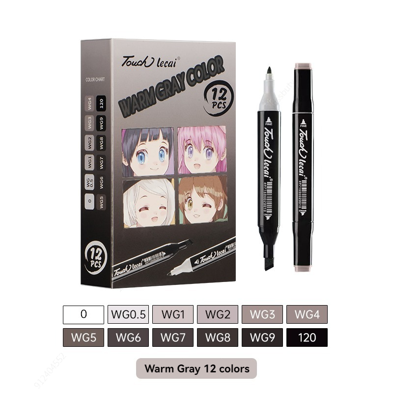 Rotuladores de uso artístico , 12 colores, bolígrafo de fieltro con Alcohol, marcadores para bocetos de Manga, pincel doble, suministros de arte, juego de dibujo: Verde claro