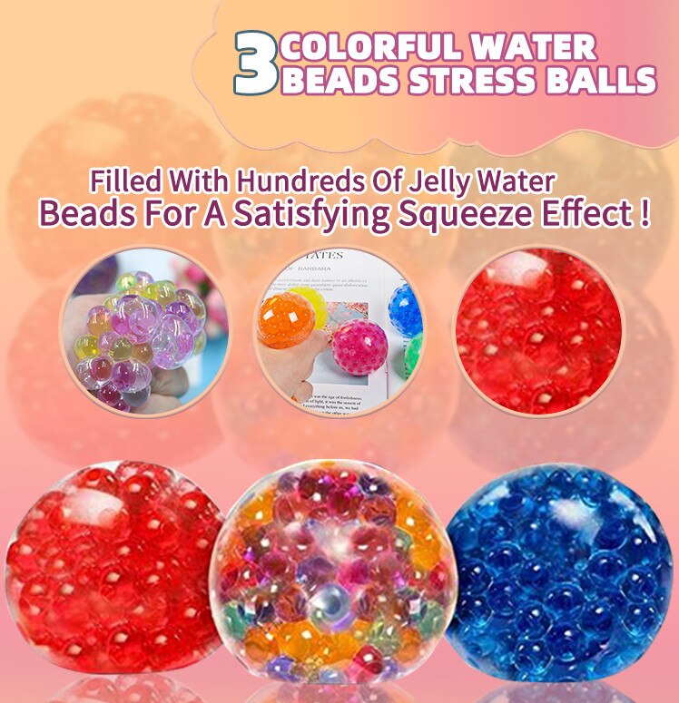 3 stücke Farbige Ball 6,5 cm Kristall entlüften Drückt Farbigen Perle Ball Dekompression Trauben Ball Kann Selbst-Klebstoff auf Glas Spielzeug: Ursprünglich Titel
