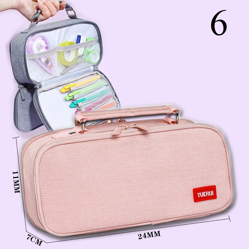 Estuche de lona de gran capacidad para lápices para niños, cartuchera bonita de doble capa, ideal para , material escolar: 6