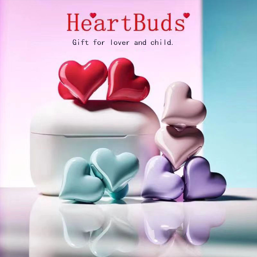 Original Bluetooth Wireless Headphones Heart Shaped Earphones Woman Earphone Heart Earbuds Girl