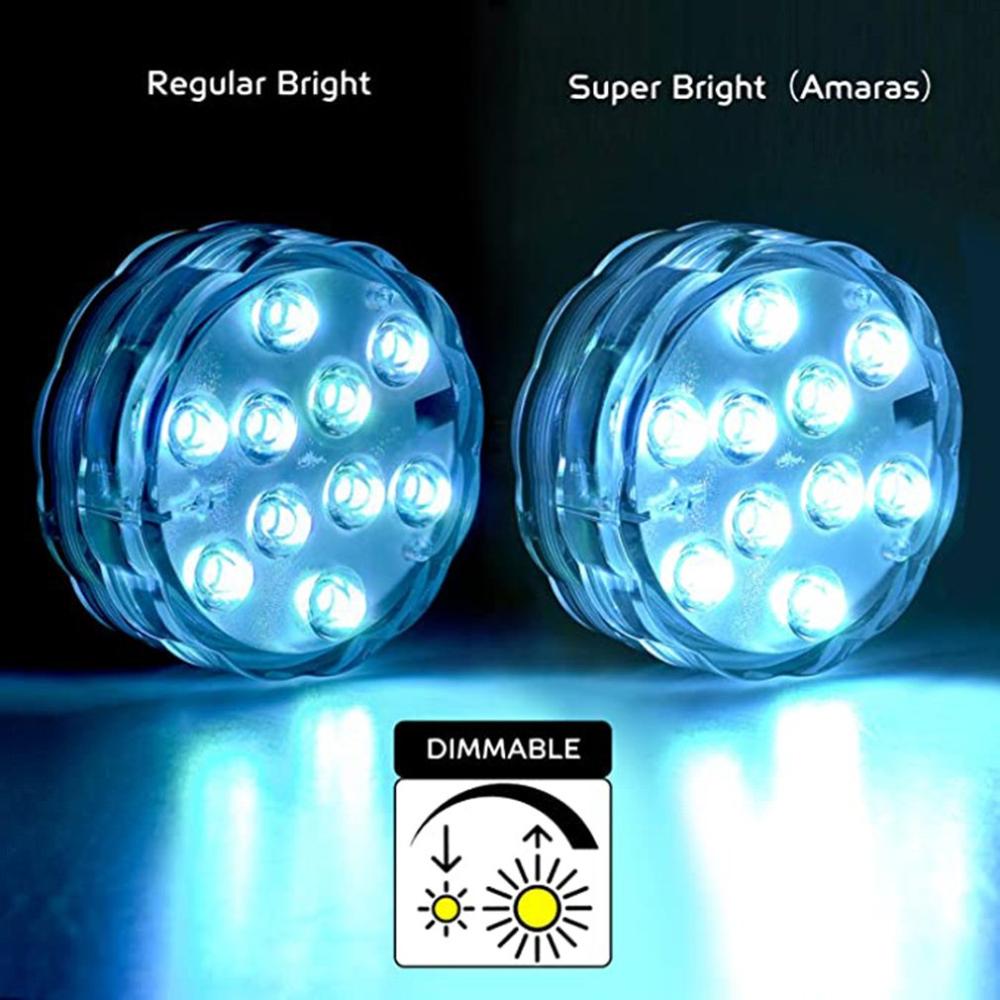10 Led Remote Controlled RGB Submersible Light Battery Operated Underwater Night Lamp Outdoor Vase Bowl Garden Party Decoration
