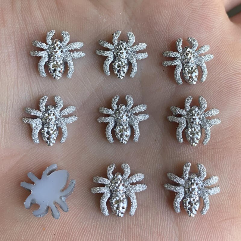 60pcs 13mm Vintage Mini Spider plat hars cabochons Rhinestone Crystal Strass Voor Kleding Sieraden Maken DIY Ambachten