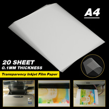 Película de inyección de tinta transparente A4, 20 hojas, Impresión de pantalla de papel, plantilla para impresión, no impermeable, grosor de 0,12mm, 29,6x21cm