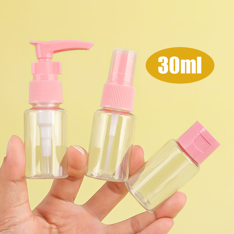 7 stuks mini reis make-up cosmetische gezichtscrème potjes, transparante plastic lege make-up verpakking flesjes, reisaccessoires