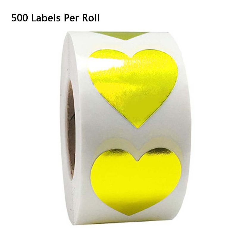 500 stk / rulle 8 farver hjerteformede klistermærker bryllupsemballage håndlavet kuvertforseglingsetiket papirvarer klistermærke: 8