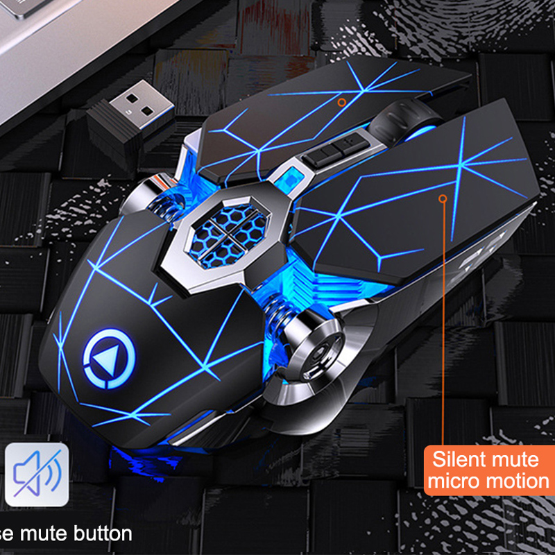 CHYCET Wireless Mouse Rechargeable Silent Gaming Mouse 1600 DPI LED Backlit 2.4G 7 Keys Computer Mouse For Laptop PC Gamer