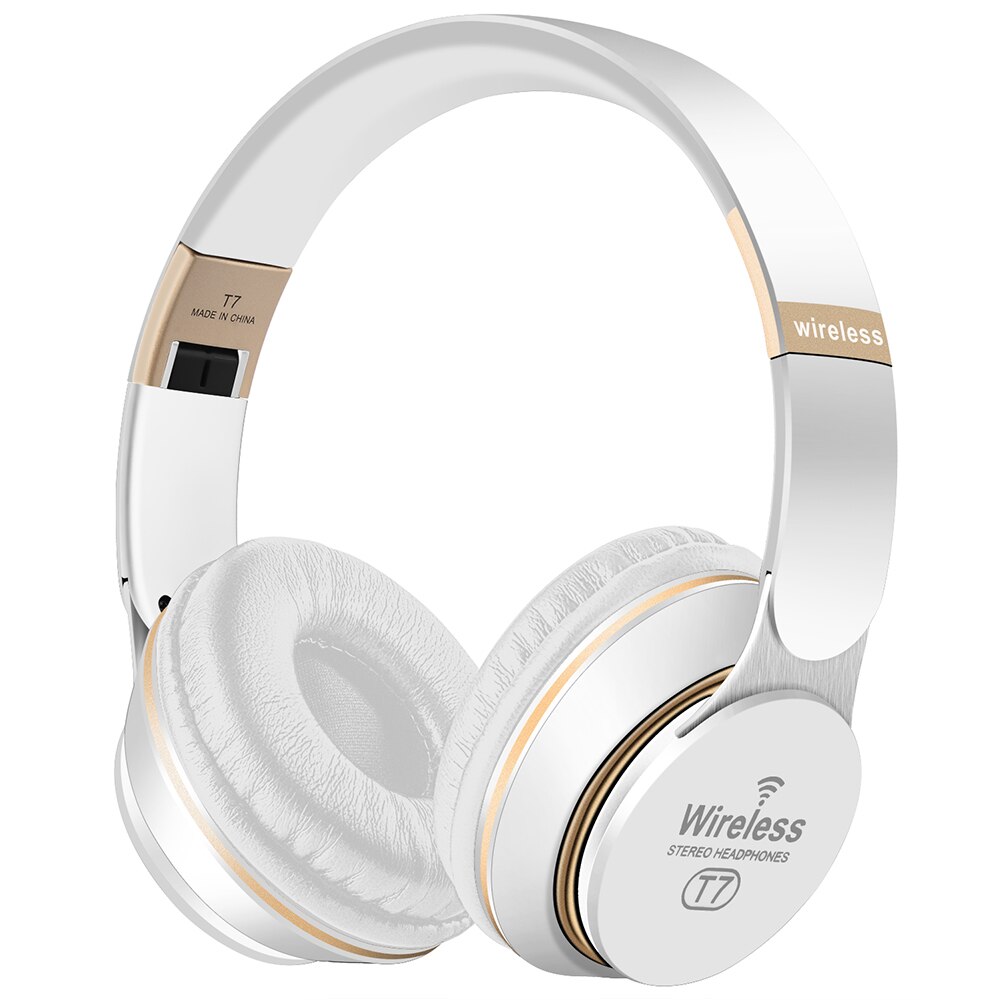 CLBC Wireless Headphones Bluetooth 5.0 - Foldable Stereo Gaming Headset with Mic - 40mm Drivers: T7-White