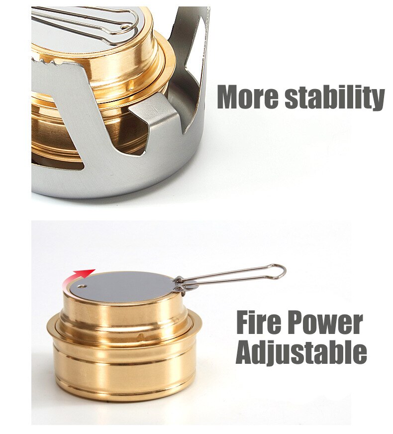 Brûleur de poêle à alcool en laiton résistant avec couvercle en alliage d'aluminium pour Camping en plein air randonnée sac à dos cuisson Portable