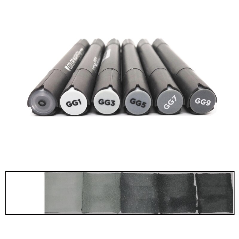 STA 6/12 Grau Farben Kunst Marker Graustufen Künstler Dual Kopf Marker einstellen für Pinsel Stift Malerei Marker Schule Schüler Lieferungen: 6 Grün grau