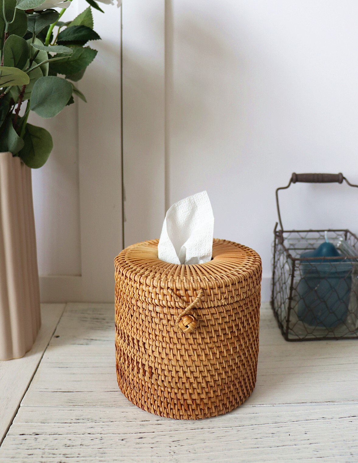 Tissue Box Vietnam Autumn Rattan Handmade Rattan Tissue Box Storage Box Desktop Finishing: D