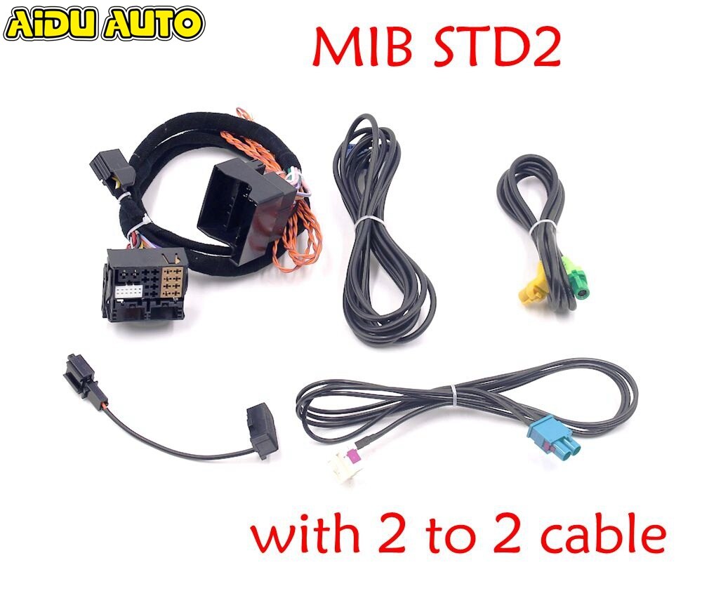Mib 2 std 2 zr nav find pro radioadapter kabeltråd med 2 to 2 kabel til golf 7 mk7 passat  b8 tiguan mqb bil: Sort